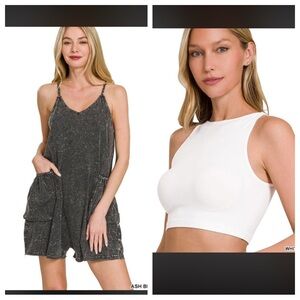 ZENANA BUNDLE! NEW!! SMALL Black Romper and White Crop Top